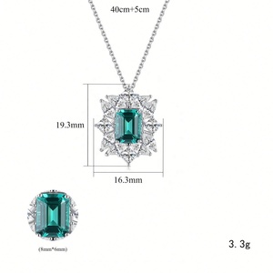 Juego de Joyería de Plata de Ley 925 con Circonitas Cúbicas de Corte Esmeralda Personalizadas para Mujer, Venta al por Mayor de Moda - Product Image 2