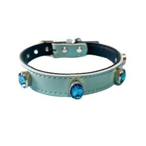 Genuine <b>Leather</b> <b>Dog</b> <b>Collar</b> Top Grain Cowhide Jeweled <b>Pink</b> Small Breed Pet Neckwear All Seasons Luxury Style - Product Image 4