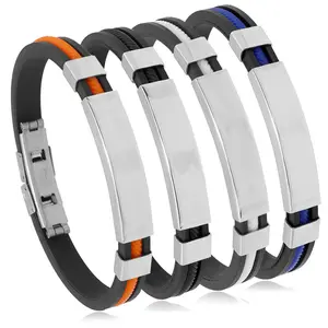 Mode Roestvrij Staal Siliconen Armband Voor Mannen Sieraden Groothandel N240393