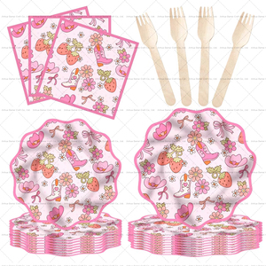 Vajilla DAMAI Rosa Vaquera para Fiesta, Platos, Vasos, Servilletas, Juego de Cubiertos para Cumpleaños, Baby Showers, Decoraciones para Fiestas - Product Image 3