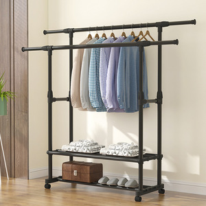 Perchero de pie simple con ruedas, organizador de ropa metálico extensible para dormitorio, balcón y uso doméstico - Product Image 2