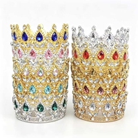Couronne de gâteau de luxe multicolore en strass pour la décoration de gâteaux de mariage et d'anniversaire