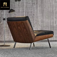 Canapé simple minimaliste italien Fauteuil de designer à dossier haut Mobilier de loisirs moderne en bois massif pour la maison Hôtel Hall Villa