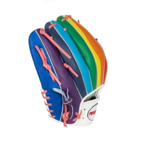 Gant de baseball en cuir kip arc-en-ciel avec logo personnalisé, pour adultes et jeunes, plusieurs tailles, pour l'entraînement et le jeu, achat en gros pour améliorer les compétences au baseball