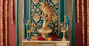 Peacock Brass <b>Oil</b> <b>Lamp</b> with Multicolor Stone Inlay Easter Home Decor Durable & Eco-Friendly - Product Image 3