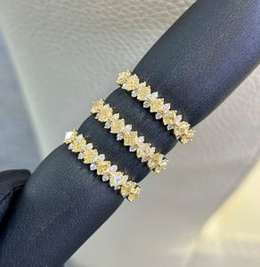 แหวนทองคำแท้ 18k Xinfly แหวนแต่งงานผู้หญิง แหวนหมั้น เพชรขาว เพชรเหลือง เครื่องประดับทองคำคลาสสิก ของขวัญสำหรับงานปาร์ตี้ - Product Image 3