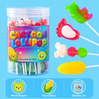Originele pot met harde snoepjes, gemengde cartoonontwerpen, individueel verpakt, fruit smaak, lolly's voor kinderen, snack
