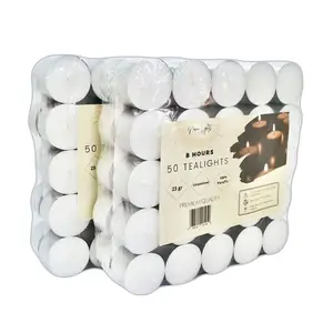 Commercio all'ingrosso tealight candela 50 pz 4 ore bianco decorativo tè luce candele fabbrica