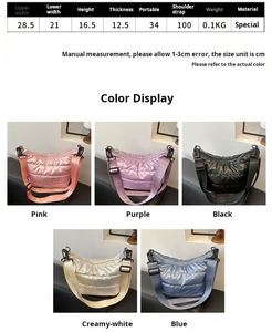 Sac messager tendance coréen à bandoulière, effet nuage moelleux et texture brillante, polyvalent pour les passionnés de style - Product Image 2