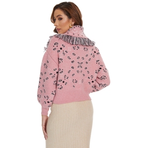 <span class=keywords><strong>Cardigan</strong></span> Corto da <span class=keywords><strong>Donna</strong></span> Vintage in Misto Lana <span class=keywords><strong>Rosa</strong></span> con Design Jacquard Bohémien, Maniche Lunghe e Nappine - Product Image 6