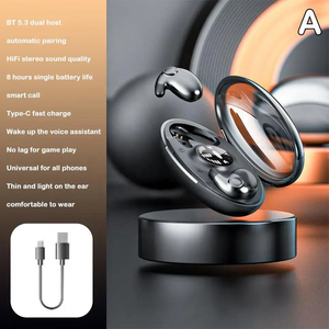 2025 mới nhất md538 vô hình không dây ngủ Tai nghe TWS Earbuds BT 5.3 Handfree 9D stereo thể thao chơi game on-ear Tai nghe - Product Image 4