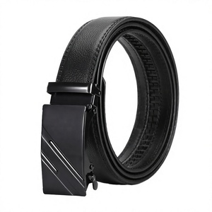 Cinturón de Cuero Vacuno para Hombre, Hebilla Automática de Hierro, Patrón Litchi, 120cm de Largo, 2-4cm de Ancho, Accesorios de Ropa de Regalo de Wenzhou - Product Image 3