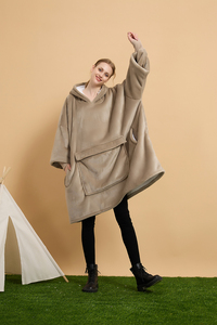 Sweat-shirt sherpa surdimensionné pour hommes et femmes, couverture à <span class=keywords><strong>capuche</strong></span> avec manches - Product Image 3