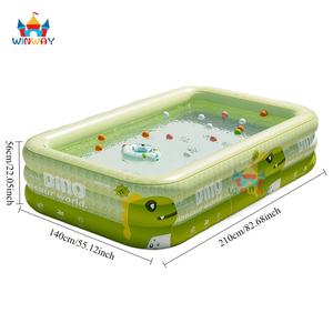 Large Dinosaur Pattern <b>Inflatable</b> Swimming Pool PVC Material Max Capacity <100kg for 4 People Cute Pool for Family Outdoor Use - Product Image 5