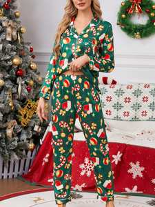 Vente en gros du fabricant Ensemble <span class=keywords><strong>de</strong></span> pyjamas <span class=keywords><strong>de</strong></span> Noël 2 pièces à manches longues, élégants, respirants et confortables pour femmes - Product Image 2