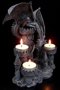 Decorazione di Halloween esplosioni transfrontaliere castello di drago statue in resina artigianato atmosfera candelabro ornamenti souvenir - Product Image 6