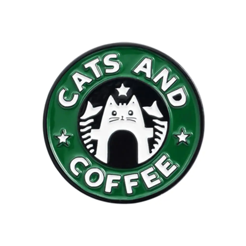 Katten Koffie Email Pin Kat Cafe Broches Badges Tas Jeans Shirt Tas Schattige Broches Reversspeld Gesp Dier Sieraden Cadeau