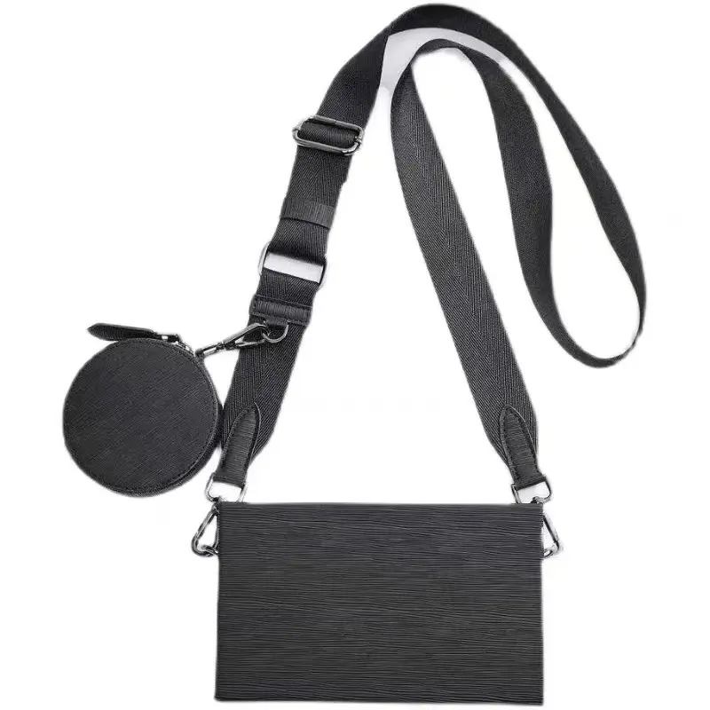 Custom logo hard case side box bag for men men leather sling crossbody pack shoulder messenger bag with coin wallet