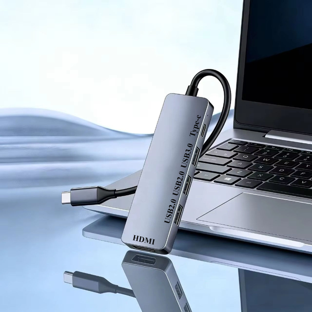 Aluminum 5in1 USB C Hub 4K 60Hz HDMI High Refresh Rate 100W PD Charging USB 3.0 2.0 Port Type C Video Adapter for Monitor Laptop