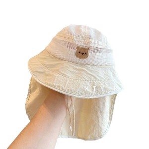 Lindo diseño de oso transpirable verano bebé sol sombrero niñas chal cuello protección gran cornisa color a juego <span class=keywords><strong>protector</strong></span> <span class=keywords><strong>solar</strong></span> sombrero - Product Image 5
