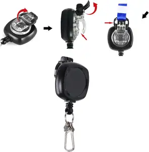 New Design Adjustable Retainer Anti Lost Spring Key Chain 360 Degree Reel Clip Retractable Badge Holder Reel