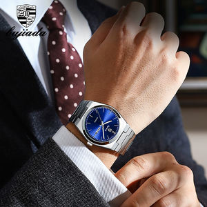 남성용 최고급 브랜드 야광 비즈니스 캘린더 손목시계, 럭셔리 스테인리스 스틸 밴드 쿼츠 시계 - Product Image 4