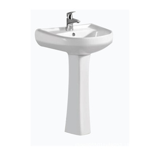 Lavabo de Cerámica Ouni con Pedestal Dividido de 490x410x830mm, Lavabo de un Solo Orificio para Baño - Product Image 4