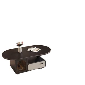 Mesa de centro estilo italiano con superficie ovalada de mármol y cajón de almacenamiento para sala de estar - Product Image 5