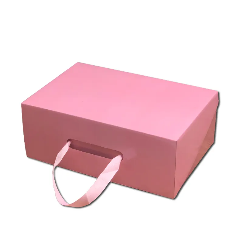 Commercio all'ingrosso di stampa del logo personalizzato di carta dura scarpe rosa con manico