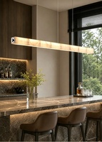 Luminaire suspendu linéaire en aluminium et marbre personnalisé, style moderne minimaliste, pour îlot de cuisine
