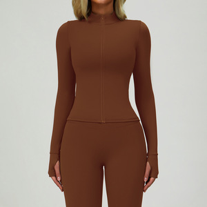 Veste <span class=keywords><strong>de</strong></span> yoga pour femme CX6116, col montant, fermeture éclair, poignets avec trou pour le <span class=keywords><strong>pouce</strong></span>, vêtements <span class=keywords><strong>de</strong></span> sport, tenue <span class=keywords><strong>de</strong></span> sport douce, vêtements <span class=keywords><strong>de</strong></span> sport, veste <span class=keywords><strong>de</strong></span> yoga - Product Image 4