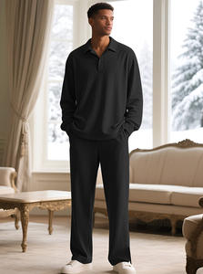 Conjunto de <span class=keywords><strong>chándal</strong></span> informal suelto para <span class=keywords><strong>hombre</strong></span>-Polo y pantalón de manga larga de color sólido de nuevo estilo europeo y americano para comercio exterior y <span class=keywords><strong>Amazon</strong></span> - Product Image 6