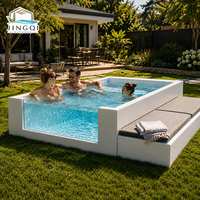 Resorts Villen Grauer Jacuzzi Spa Schwimmbecken Luxus-Familien-Garten Erwachsenen-Sofa-Lounge-Set Fiberglas Oberirdischer Swimmingpool