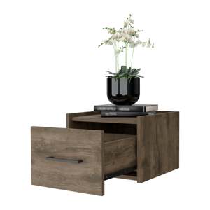 Dark Brown <b>Wall</b> Mounted Floating Nightstand With Drawer For Bedroom <b>Storage</b> - Product Image 5