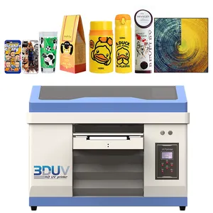 A3 printer UV kecil, mesin cetak pelat datar silinder, casing ponsel botol akrilik, printer inkjet LED, printer UV pelat datar
