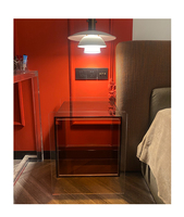 Table de chevet moderne en verre acrylique avec 1 tiroir, style nordique, pour chambre à coucher