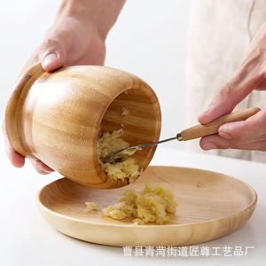 Écraseur d'ail en bois massif, mortier et pilon manuels en bois pour herbes et épices - Product Image 3