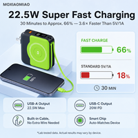 Batterie externe sans fil magnétique 10000mAh, charge rapide 15W, chargeur portable avec câble intégré et écran LED