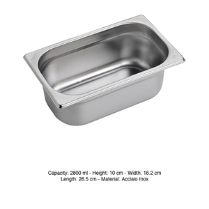 18/10 Stainless Steel GN 1/4 Food Pan 26.5 × 16.2 × 10 h cm, 483 g Inox Inox Macel - Product Image 3