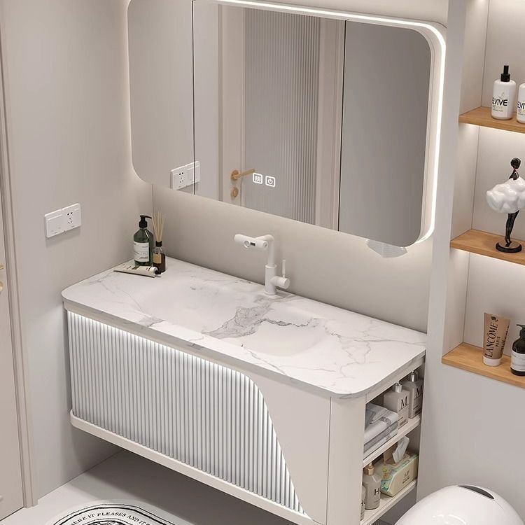 Hot bending integrated basin-120cm rounded mirror cabinet