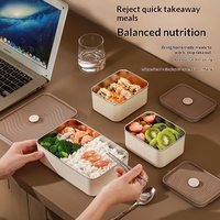 Boîte à lunch carrée empilable en acier inoxydable SUS304 de 1 à 2 L, hermétique, compatible micro-ondes, design moderne, pour aliments