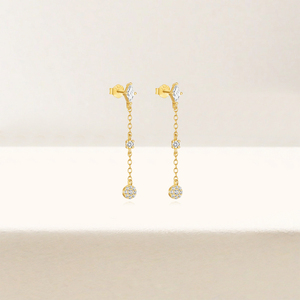 Pendientes de Plata S925 con Diseño Geométrico de Trébol, Gota de Agua, Mariposa y Borla, con Circonitas - Product Image 2