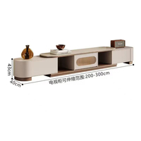 Ensemble de meuble TV moderne de luxe en marbre et bois et table basse ovale pour salon, design multifonctionnel en acier inoxydable