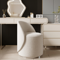 Tabouret de maquillage pivotant avec dossier, 1 pièce, chaise de maquillage domestique, pour chambre et entrée, design européen, structure en bois massif, tissu