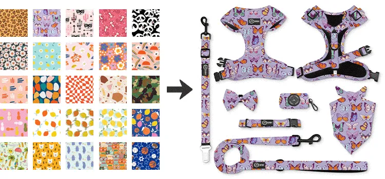 OKKPETS Low MOQ OEM/ODM Hot Sale Customized Christmas dog harness Printing Dog Harness and Leash Collar Set