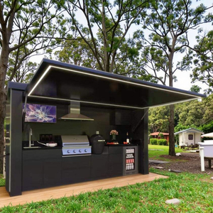 Cocina Móvil de Acero de Estilo Contemporáneo para Exteriores con Fregadero y <span class=keywords><strong>Parrilla</strong></span>, Ecológica y Duradera para Apartamentos y Tiendas - Product Image 1