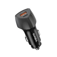 Cargador de Coche SUNDA 51W PD 30W QC3.0 18W Doble Puerto USB Tipo C Carga Rápida Adaptador de Cargador de Coche de Fibra de Carbono