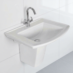 Modern Half Pedestal Ceramic Wash Basin Oval Lavabo Sink Stand For Hotel Use - Product Image 3