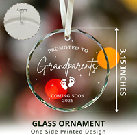 UV-Druck Handgefertigte Runde Klare Glas-Ornamente mit Individuellem Design-Logo 8cm Weihnachtsbaum-Dekoration Party-Geschenk