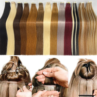 Ruban droit dans les extensions de cheveux adhésif de cheveux humains longue durée remplaçable sans couture trame de peau colle pour les femmes 22 26 30 pouces